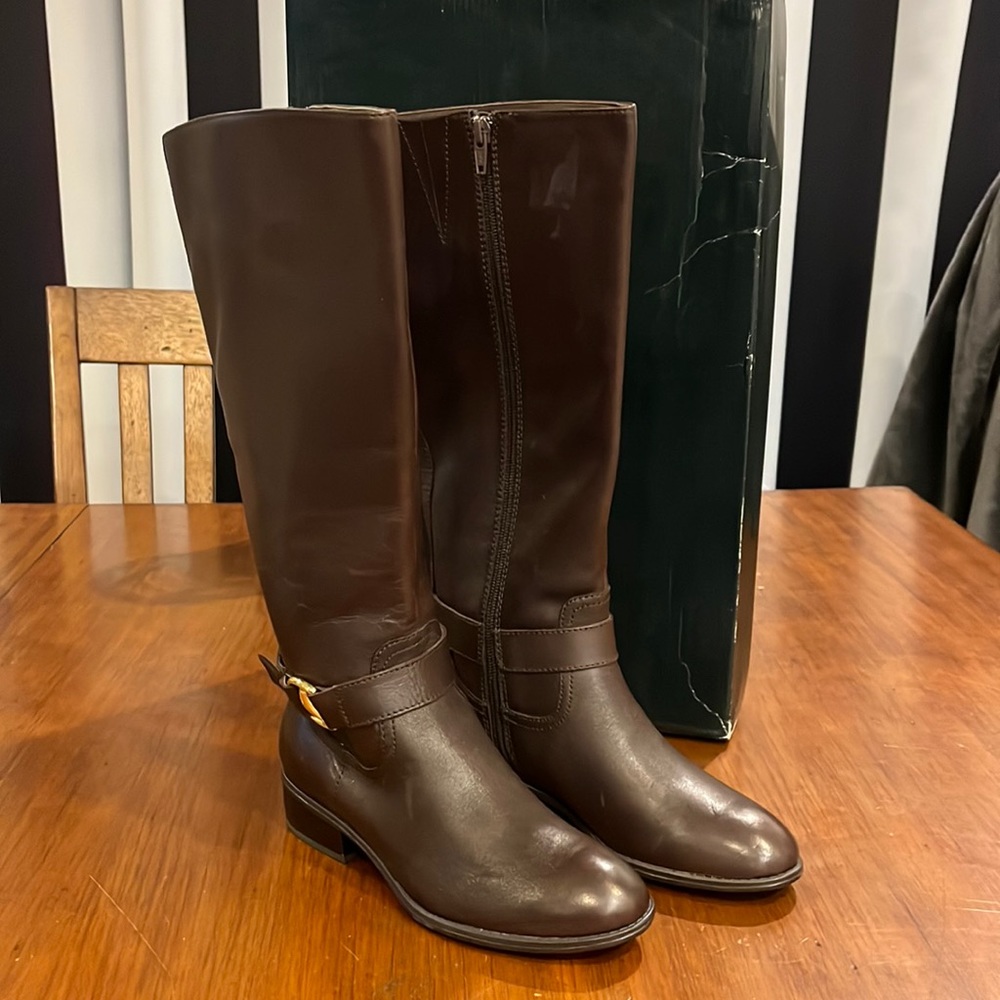 Ralph Lauren Micah Wide Calf Boots brown Riding Women’s Size 6 Regular Width